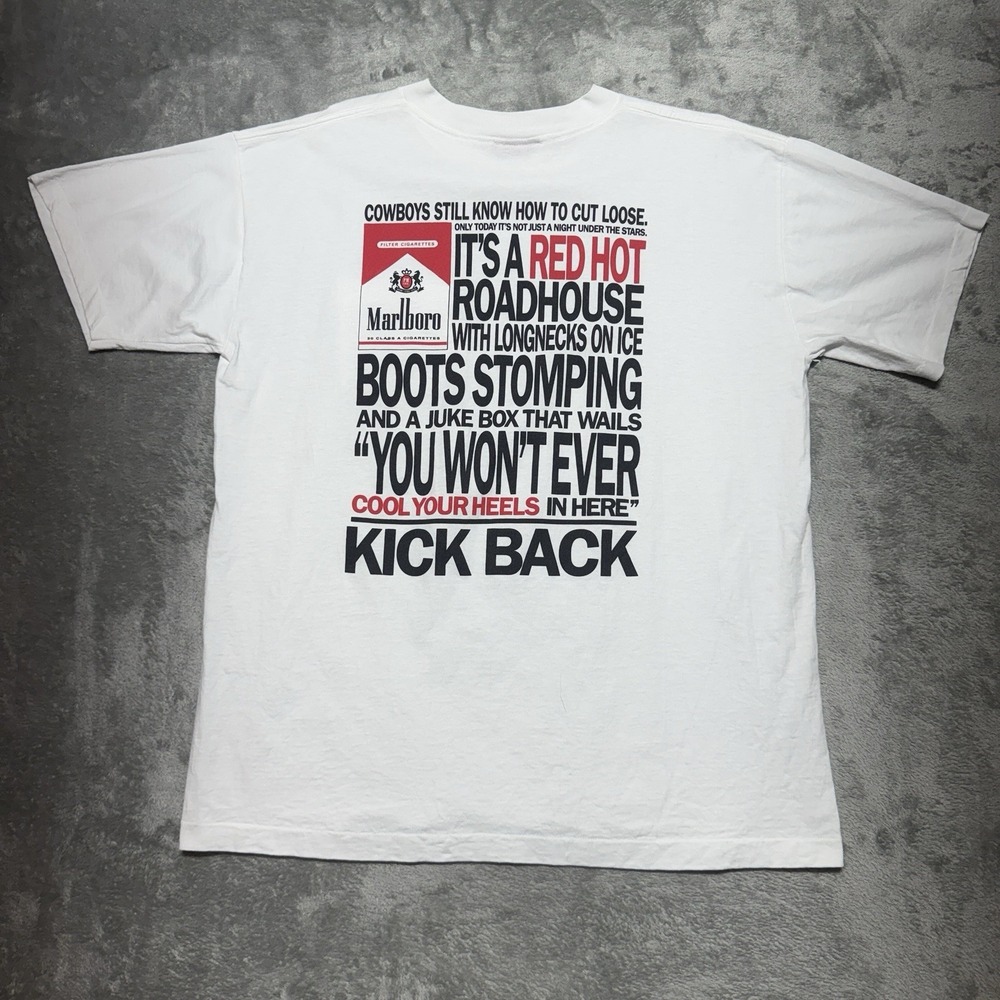 VTG 90s Marlboro Country Store T Shirt Mens XL Red Hot Roadhouse Pocket USA